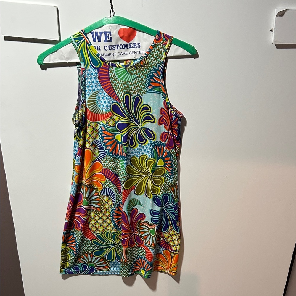 Trina Turk Multicolor Floral Tank Mini Dress Small S